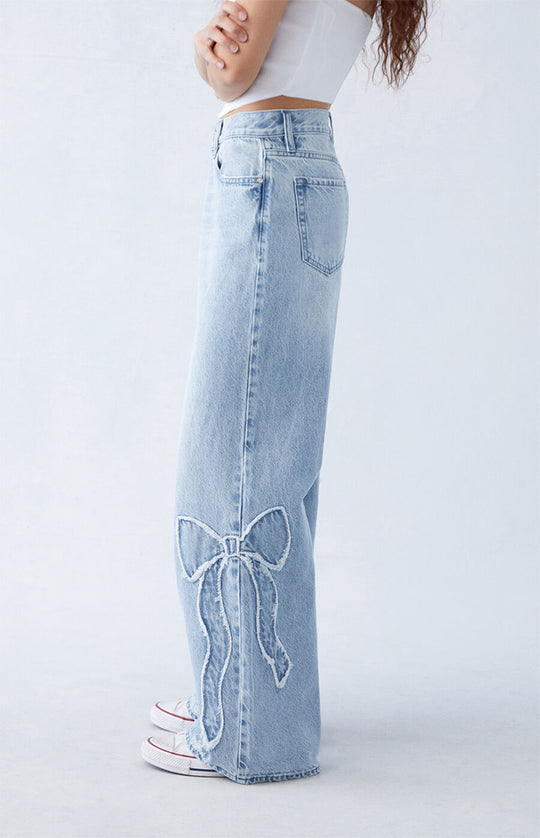 Light Indigo Bow Jeans