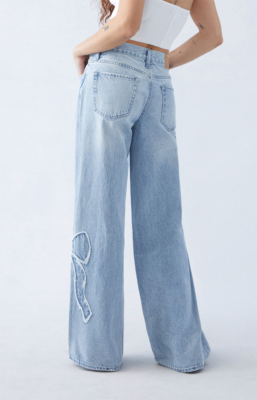 Light Indigo Bow Jeans