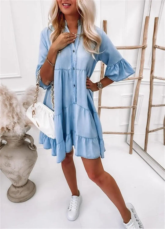 Daisy | Denim Dress with Ruffles