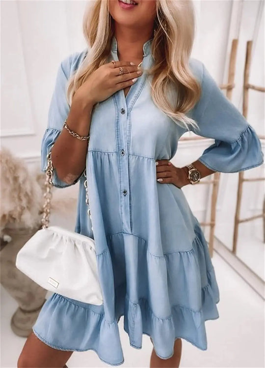 Daisy | Denim Dress with Ruffles