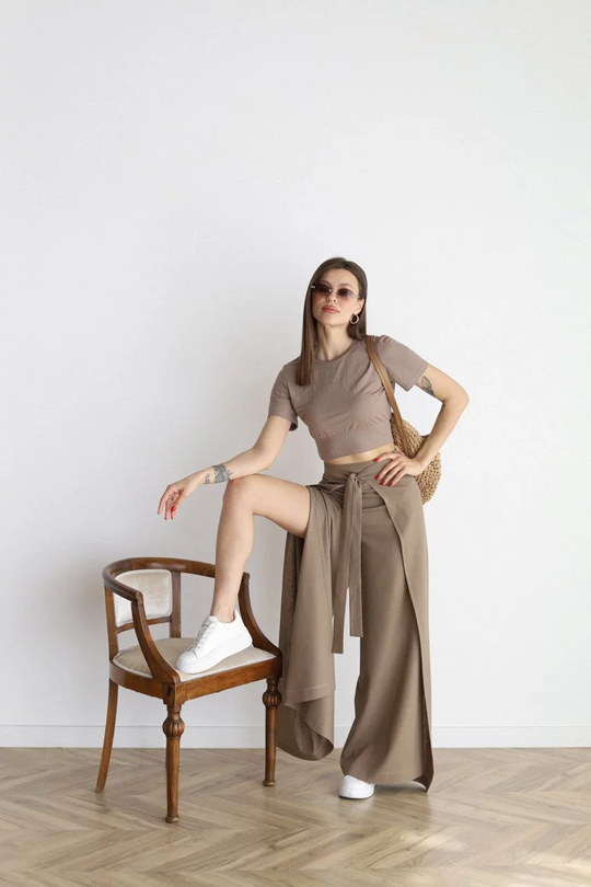 Isolde | Wide-Crop Linen Trousers