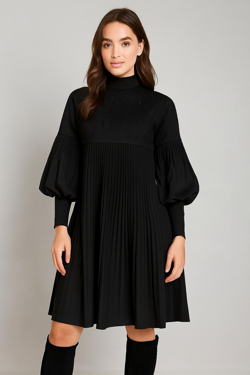 Sara | Plus Lantern Sleeve Dress