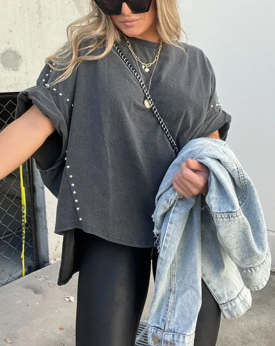 Bella - Oversized Studs T-Shirt