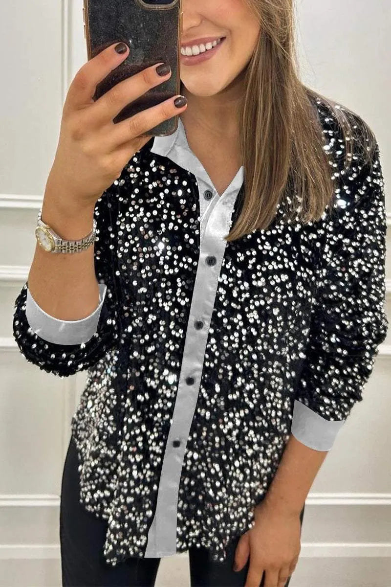 Julie - Sparkle Lapel Shirt