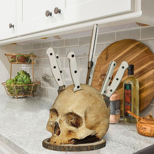 Creative Skull Knife Holder Made of Resin