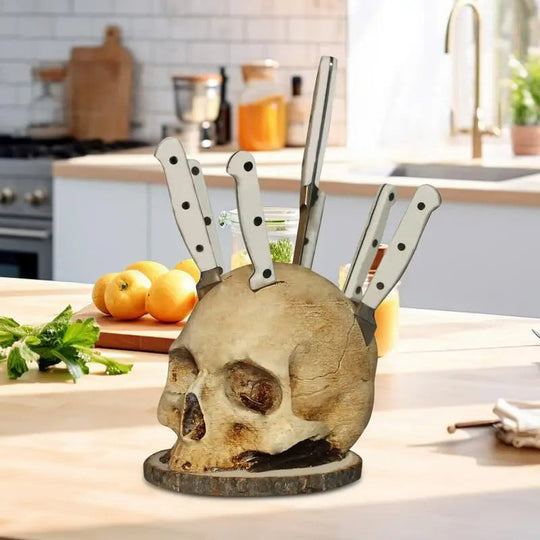 Creative Skull Knife Holder Made of Resin